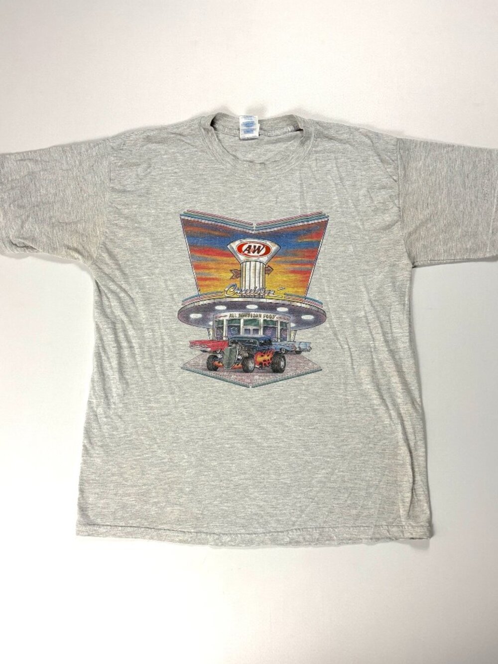 Vintage A&W Cruisin Shirt Sz L Classic Car Restaurant American Food Diner Promo